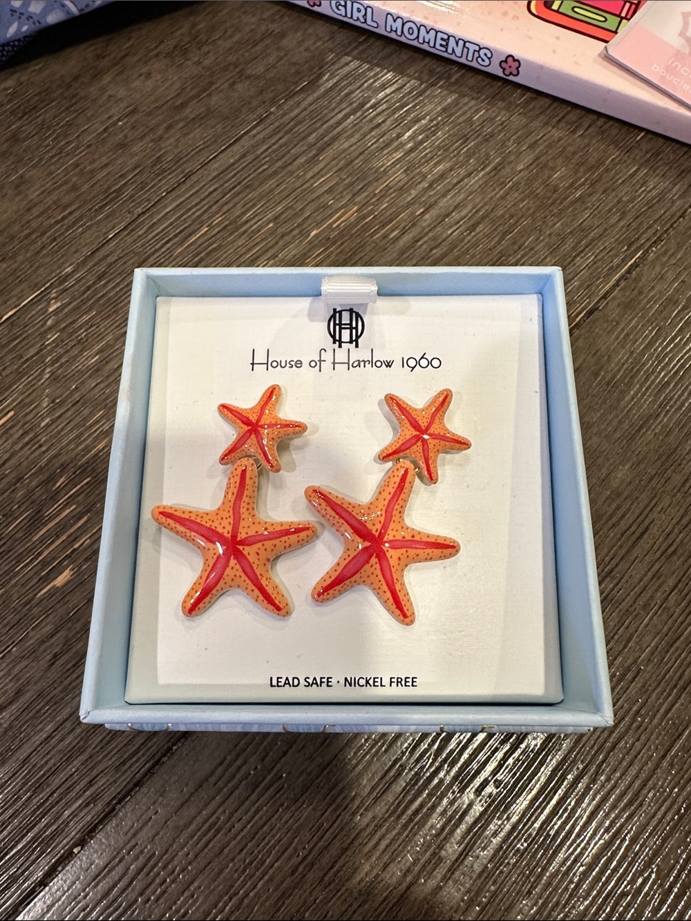 House of Harlow 1960 Orange and Red Starfish Stud Earrings